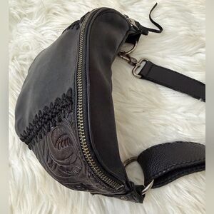 The Sak Black Embossed Leather Crossbody Bag. NWOT